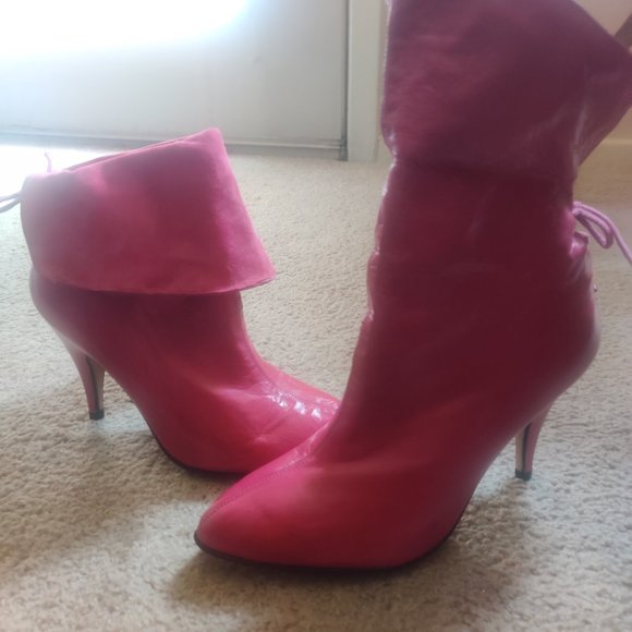 Nickels 1980s vintage hot pink high heel stiletto ankle boots - Picture 13 of 13